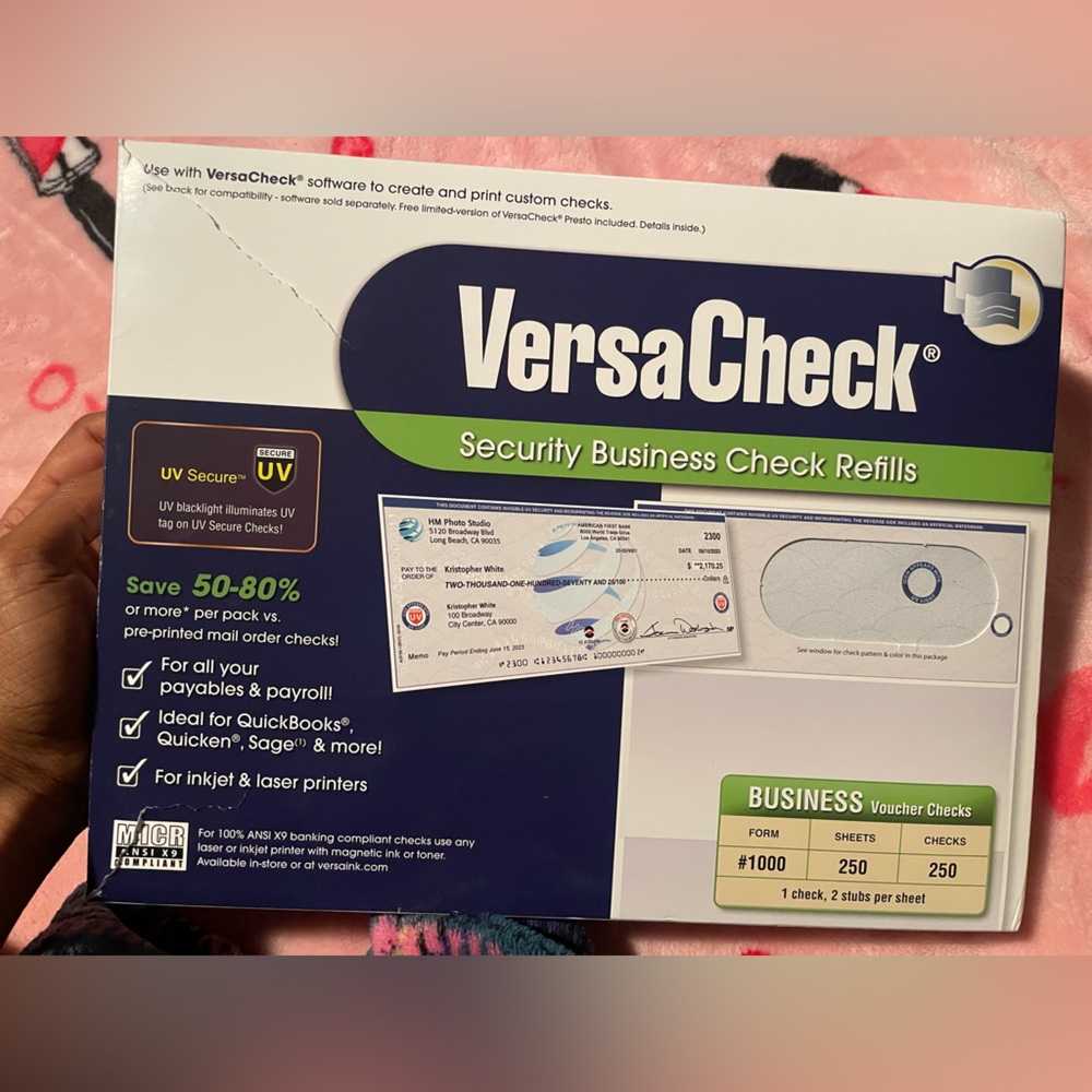 Versacheck Security Business Check Refills Form #1000